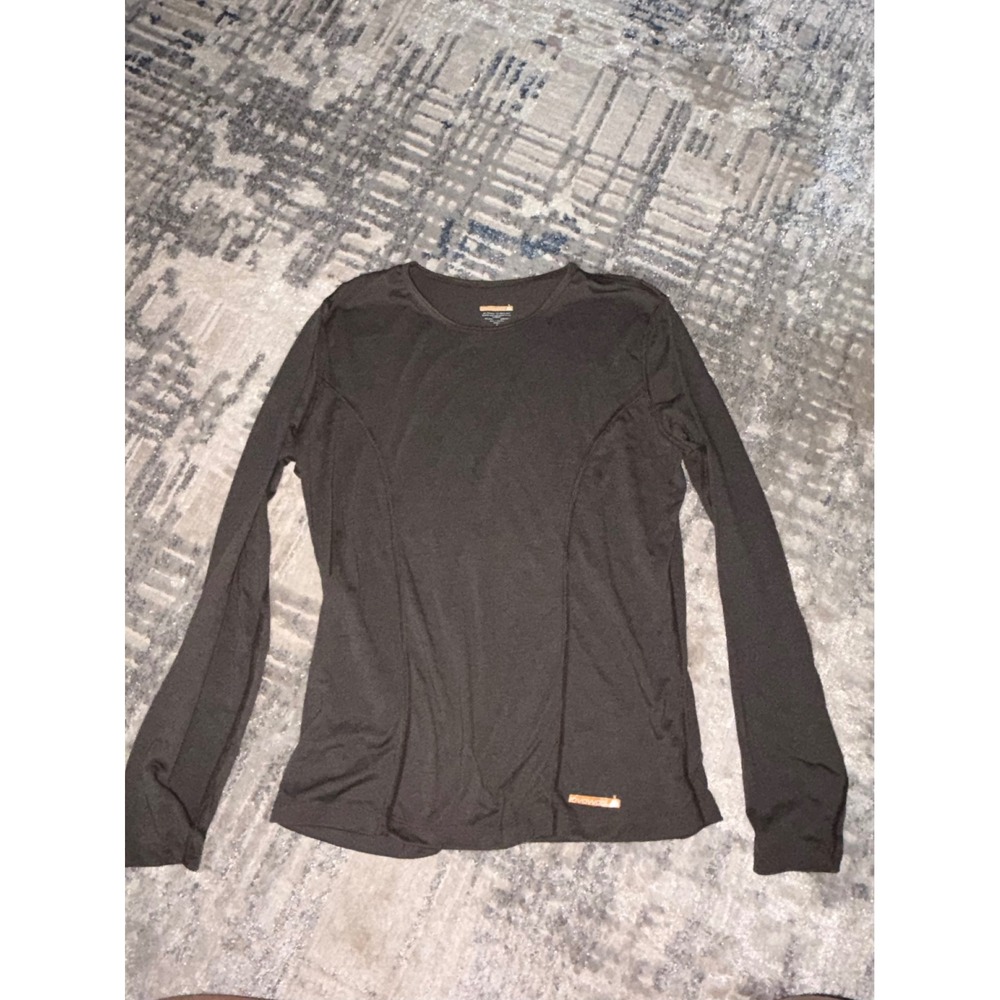 Lavawool Merino Wool Blend Long Sleeve Base Layer Top Brown Womens Medium
